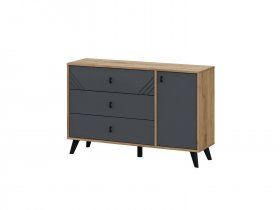 Комод 3ящ. и 1ств. Байкал (дуб крафт золотой/графит) в Улыбино - ulybino.mebel-nsk.ru | фото