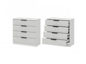 Комод 4 ящика (МДФ) Эккервуд (белый) в Улыбино - ulybino.mebel-nsk.ru | фото