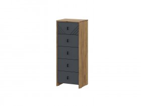 Комод 5ящ. Байкал (дуб крафт золотой/графит) в Улыбино - ulybino.mebel-nsk.ru | фото