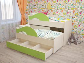 Кровать детская двухуровневая Радуга 80*160 в Улыбино - ulybino.mebel-nsk.ru | фото