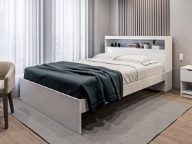 Кровать двуспальная 1,6м Бруклин СБ-3356 (белый) в Улыбино - ulybino.mebel-nsk.ru | фото