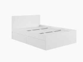 Кровать двуспальная с ящиками 1,4м Мадера-М1400 (белый) в Улыбино - ulybino.mebel-nsk.ru | фото