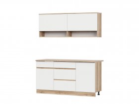 Кухонный гарнитур 1,6м Брауни (дуб делано/белый) в Улыбино - ulybino.mebel-nsk.ru | фото