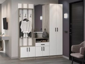 Модульная прихожая Вега (дуб крафт серый/белый) в Улыбино - ulybino.mebel-nsk.ru | фото