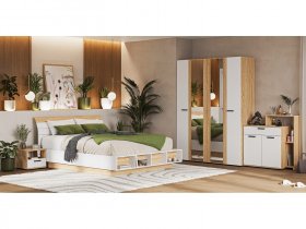 Модульная спальня Санса (дуб сонома/белый) в Улыбино - ulybino.mebel-nsk.ru | фото