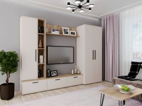 Модульная стенка Верона (сатин/дуб крафт серый) в Улыбино - ulybino.mebel-nsk.ru | фото