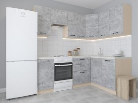 Модульная угловая кухня 1,4м*2,1м Лада (цемент) в Улыбино - ulybino.mebel-nsk.ru | фото