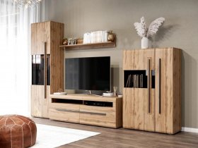 Модульная стенка Ницца (дуб вотан) в Улыбино - ulybino.mebel-nsk.ru | фото