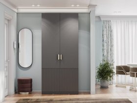 Шкаф двухстворчатый Эккервуд (Нью) (графит) в Улыбино - ulybino.mebel-nsk.ru | фото