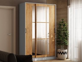 Шкаф-купе 1,4м «Стиль-2» (белый/дуб крафт золотой) в Улыбино - ulybino.mebel-nsk.ru | фото