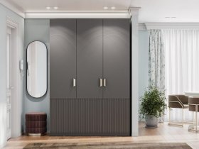 Шкаф трехстворчатый Эккервуд (Нью) (графит) в Улыбино - ulybino.mebel-nsk.ru | фото