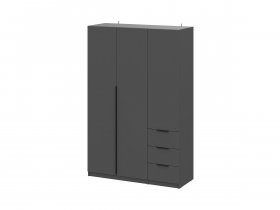 Шкаф трехстворчатый с ящиками ШК-22 (графит) в Улыбино - ulybino.mebel-nsk.ru | фото