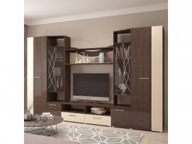 Стенка Гамма (дуб венге/дуб молочный) в Улыбино - ulybino.mebel-nsk.ru | фото