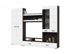 Стенка ГС-01 Либерти (венге/белый глянец) в Улыбино - ulybino.mebel-nsk.ru | фото