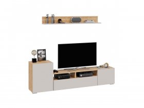 Стенка «Сильвия» (дуб крафт золотой/кашемир) в Улыбино - ulybino.mebel-nsk.ru | фото