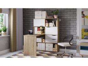 Стол письменный тип 7 (дуб сонома/белый ясень) в Улыбино - ulybino.mebel-nsk.ru | фото