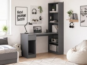 Стол письменный угловой «Лайт» 10.01 (темно-серый) в Улыбино - ulybino.mebel-nsk.ru | фото